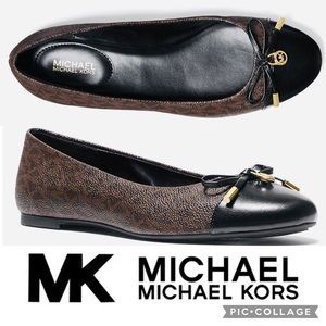 New Authentic MICHAEL Michael Kors Slip-On Brown & Black Ballet Flats Sz 6M